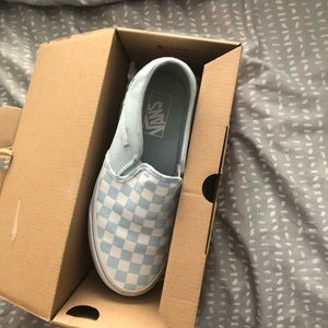 Checkerboard vans blue